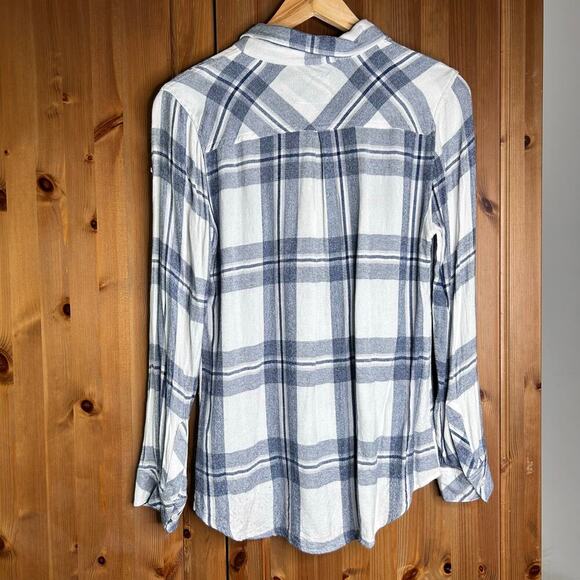 Rails Hunter Flannel Plaid Button Down Shirt Women’s Medium Blue White Cowgirl - Picture 8 of 10
